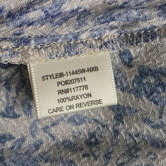 Lovestitch L Blue White Floral Boho Tie Front Kimono Top - Picture 7 of 8